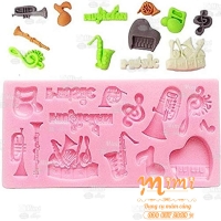 Khuôn silicon nốt nhạc, kèn dùng ấn đậu, đổ thạch trang trí rau câu